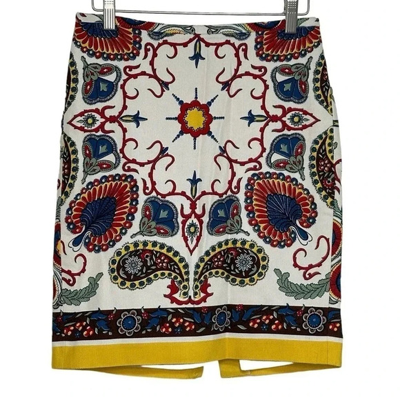 Tommy Hilfiger 2 multicolor boho paisley print‎ textured lined pencil skirt - Picture 1 of 4